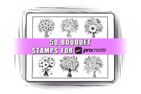50 Bouquet Procreate Stamps Brushes for Effortless Florals