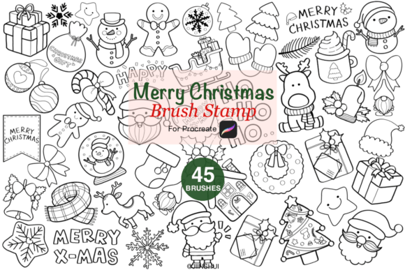 Christmas Brush Stamp for Procreate: Instant Festive Charm