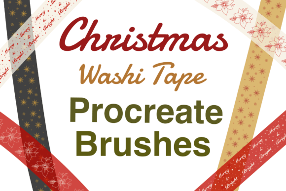 Christmas Washi Tape Procreate Brush Set: Digital Scrapbooking Joy