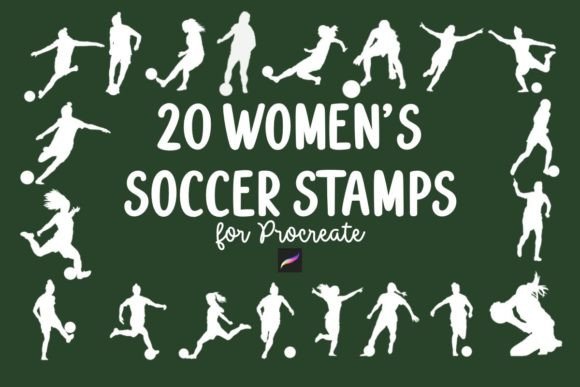Dynamic Women's Soccer Stamps for Procreate
