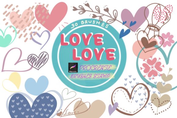 Infuse Your Digital Projects with Heartfelt Charm: The LOVE LOVE Procreate Brushes Stamp