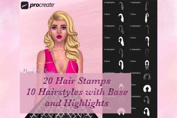 Instant Dimension: Elevating Illustrations with Hair Base & Highlights Stamps
