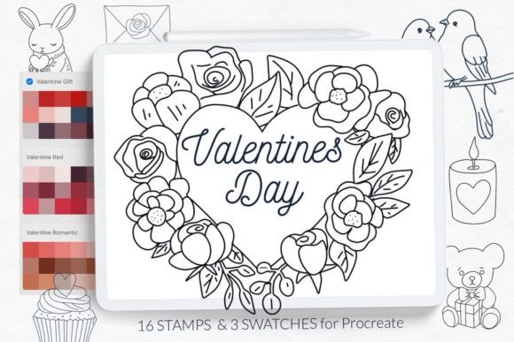 Valentine's Day Romantic Stamps Brushes for Procreate